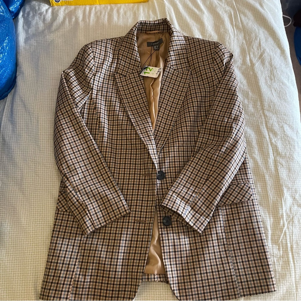 Primark plaid long lined blazer